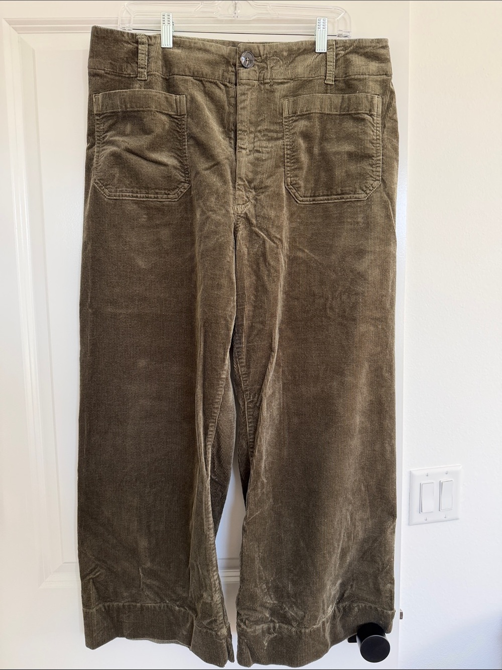 Anthropologie Olive Green Corduroy Wide-Leg Pants